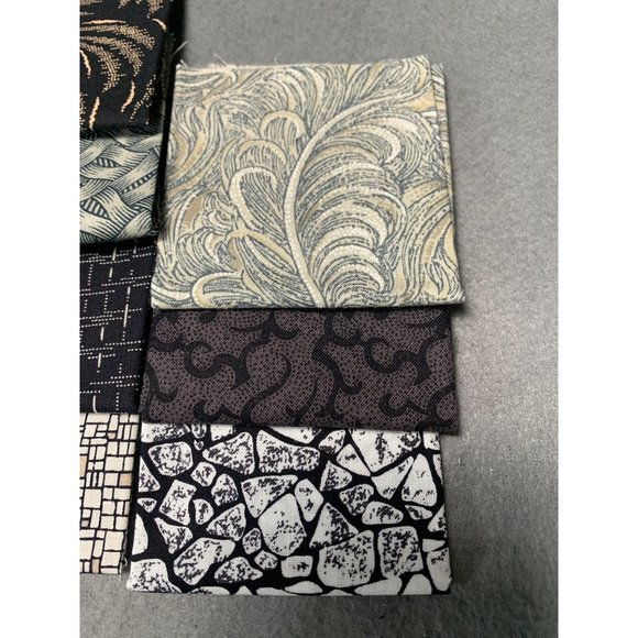 Assorted Quilting Cotton Fabric Squares 11x6 Black & Neutral Tones Pre-Cut Craft - Picture 2 of 6